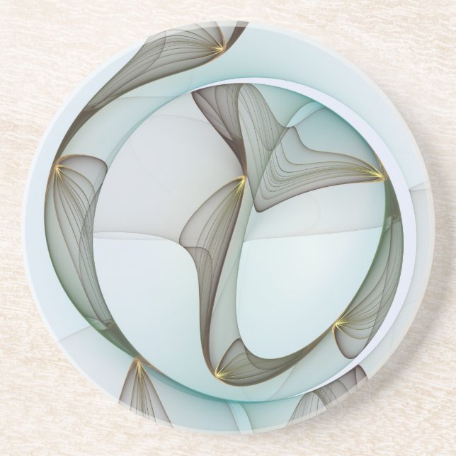 Abstract Modern Turquoise Brown Gold Elegance Coaster (Front)