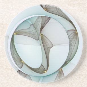 Abstract Modern Turquoise Brown Gold Elegance Coaster