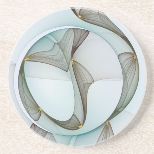 Abstract Modern Turquoise Brown Gold Elegance Coaster (Front)