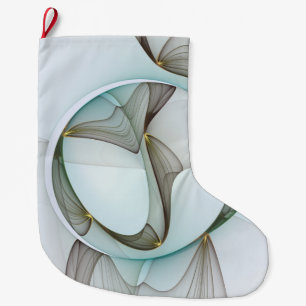 Abstract Modern Turquoise Brown Gold Elegance Large Christmas Stocking