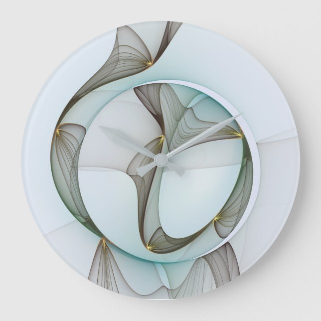 Abstract Modern Turquoise Brown Gold Elegance Large Clock (Front)