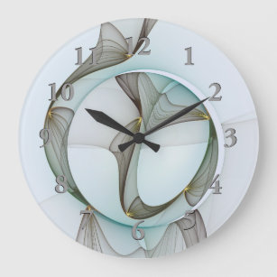 Abstract Modern Turquoise Brown Gold Elegance Large Clock