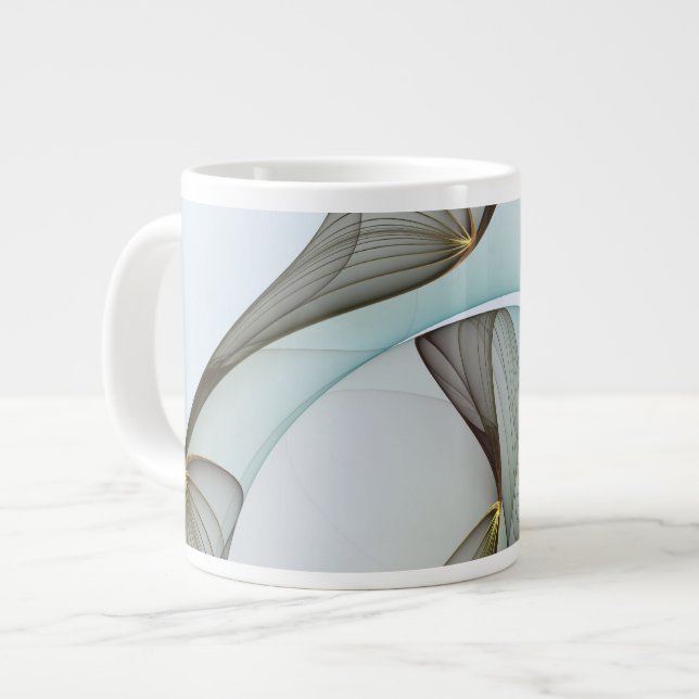 Abstract Modern Turquoise Brown Gold Elegance Large Coffee Mug (Front Left)