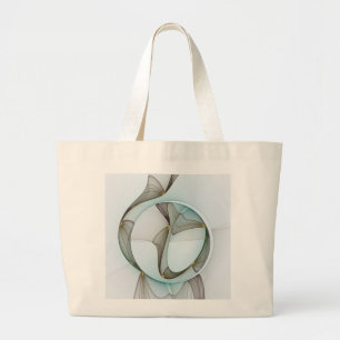 Abstract Modern Turquoise Brown Gold Elegance Large Tote Bag