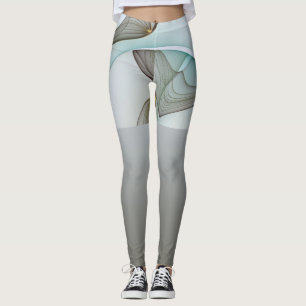 Abstract Modern Turquoise Brown Gold Elegance Leggings