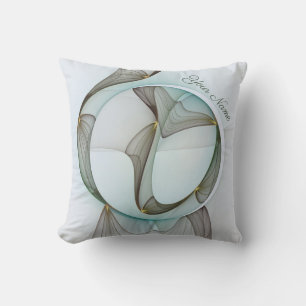 Abstract Modern Turquoise Brown Gold Elegance Name Cushion