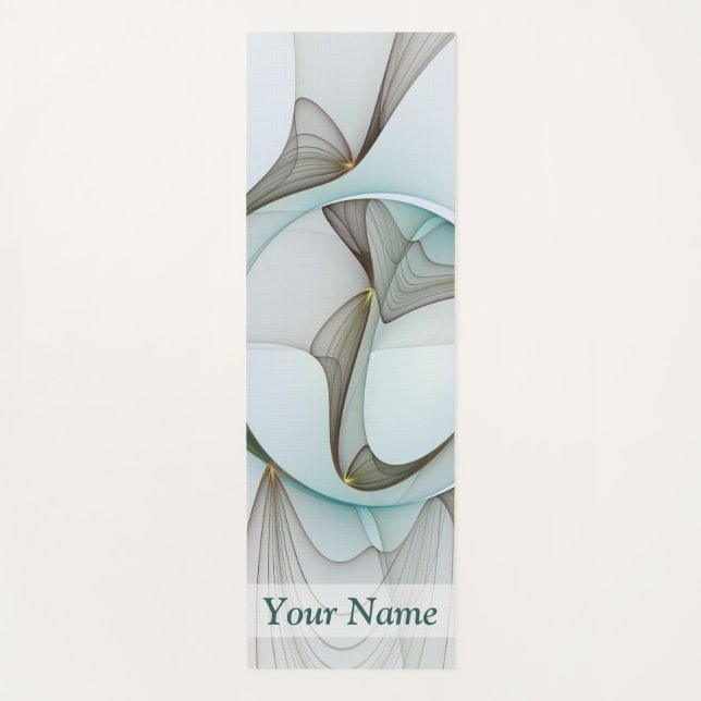Abstract Modern Turquoise Brown Gold Elegance Name Yoga Mat (Front)