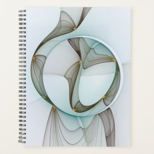 Abstract Modern Turquoise Brown Gold Elegance Planner