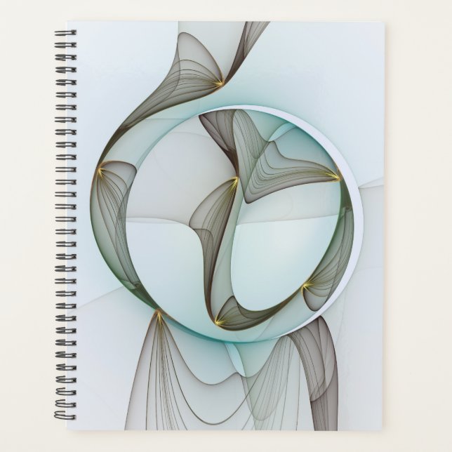 Abstract Modern Turquoise Brown Gold Elegance Planner (Front)