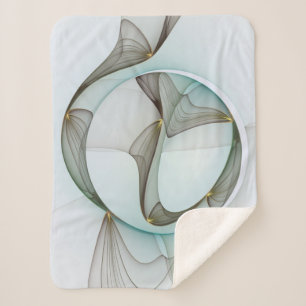 Abstract Modern Turquoise Brown Gold Elegance Sherpa Blanket