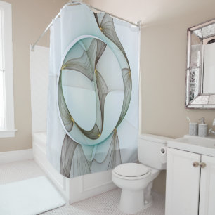 Abstract Modern Turquoise Brown Gold Elegance Shower Curtain