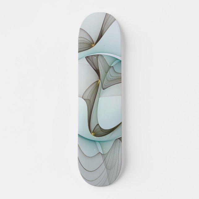 Abstract Modern Turquoise Brown Gold Elegance Skateboard (Front)