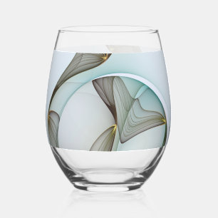 Abstract Modern Turquoise Brown Gold Elegance Stemless Wine Glass