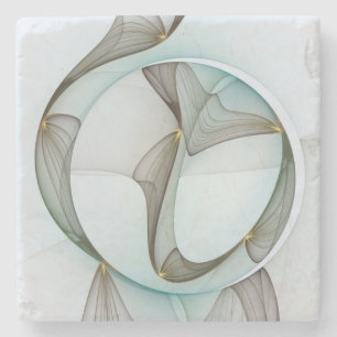 Abstract Modern Turquoise Brown Gold Elegance Stone Coaster