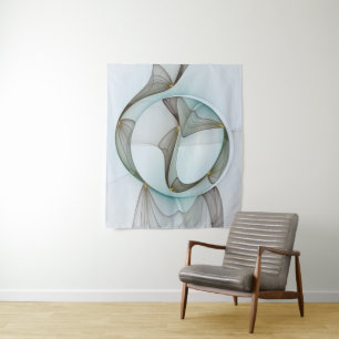 Abstract Modern Turquoise Brown Gold Elegance Tapestry