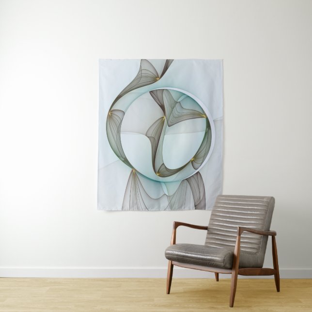 Abstract Modern Turquoise Brown Gold Elegance Tapestry (In Situ)