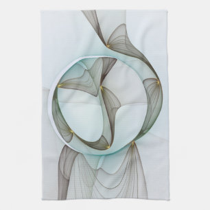 Abstract Modern Turquoise Brown Gold Elegance Tea Towel