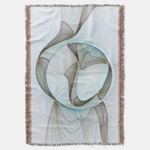 Abstract Modern Turquoise Brown Gold Elegance Throw Blanket