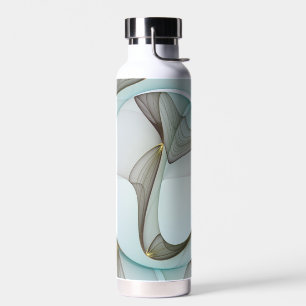 Abstract Modern Turquoise Brown Gold Elegance Water Bottle