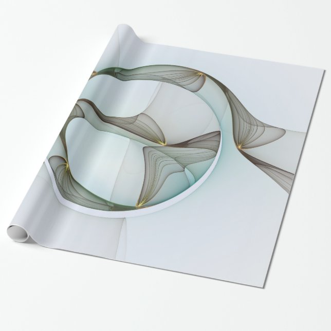 Abstract Modern Turquoise Brown Gold Elegance Wrapping Paper (Unrolled)