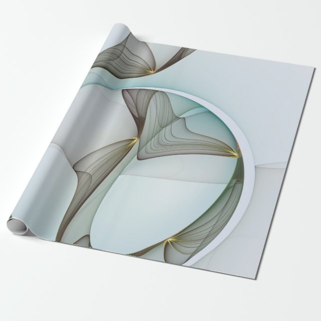Abstract Modern Turquoise Brown Gold Elegance Wrapping Paper (Unrolled)