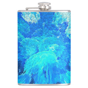 Abstract, modern, turquoise jellyfish pattern   hip flask