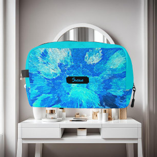 Abstract, modern, turquoise mosaic, custom dopp kit