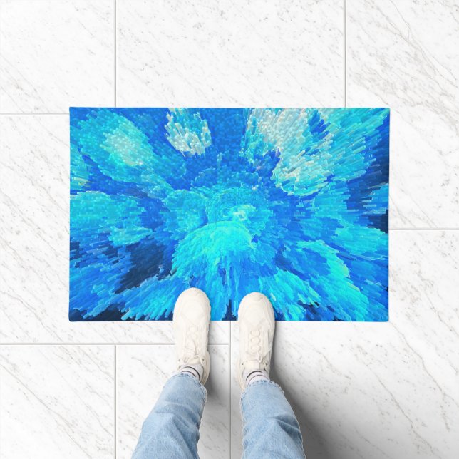 Abstract, modern, turquoise mosaic  doormat (Indoor)