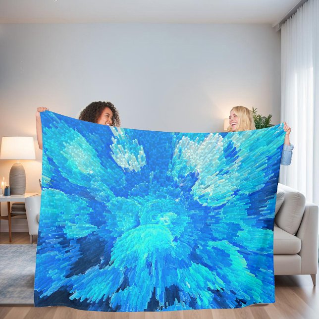 Abstract, modern, turquoise mosaic  fleece blanket (Creator Uploaded)
