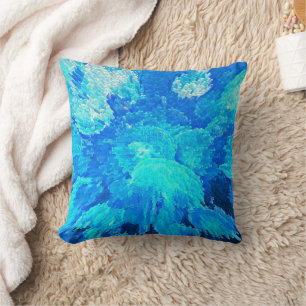 Abstract, modern, turquoise mosaic pattern cushion