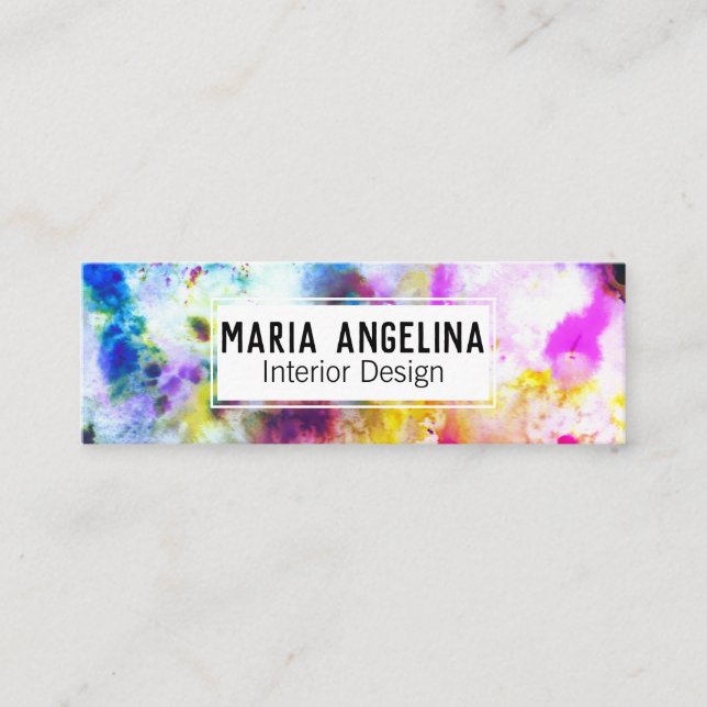 Abstract Modern Watercolor COLORFUL Mini Business Card (Front)