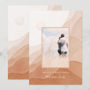 Abstract Modern Watercolor Sunset Christmas Couple Card