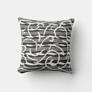 Abstract modern white geometric lines art cushion
