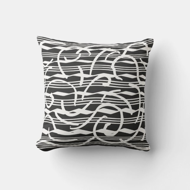 Abstract modern white geometric lines art cushion (Front)