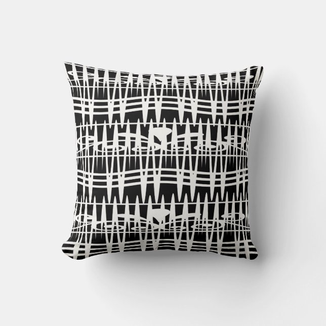 Abstract modern white geometric lines art cushion (Front)
