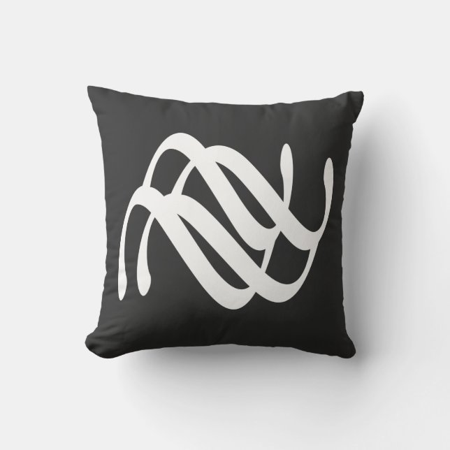 Abstract modern white geometric lines art cushion (Front)