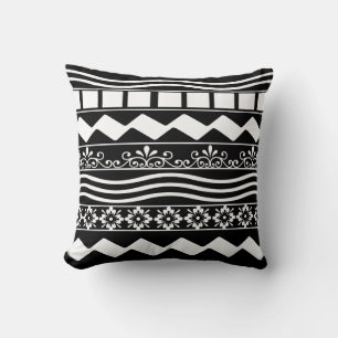 Abstract modern white geometric lines art cushion