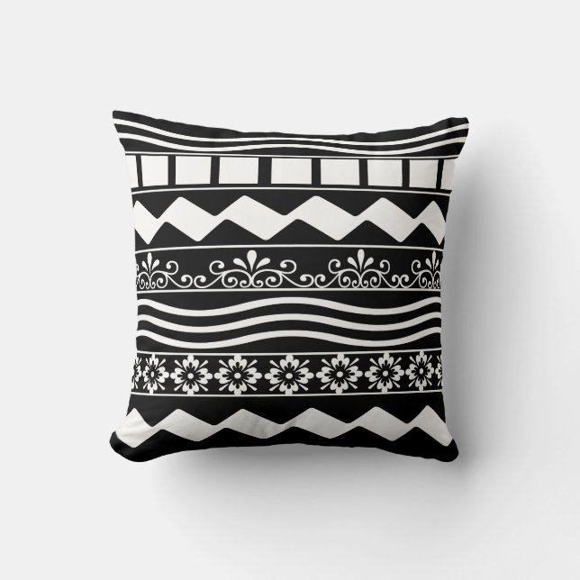 Abstract modern white geometric lines art cushion (Front)