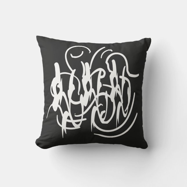 Abstract modern white geometric lines art cushion (Front)