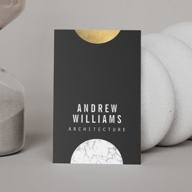 Abstract Modernist Marble, Gold, Dk Grey Designer Business Card (Creator Uploaded)
