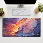 Abstract Molten Waves Personalised Name Desk Mat<br><div class="desc">Sweeping waves of molten hues create an abstract, fluid design on this personalised desk mat. The striking blend of purples, pinks, and oranges adds a pop of colour to any workspace, while the custom name detail allows for a personalised touch. Ideal for adding a dash of style to your office...</div>