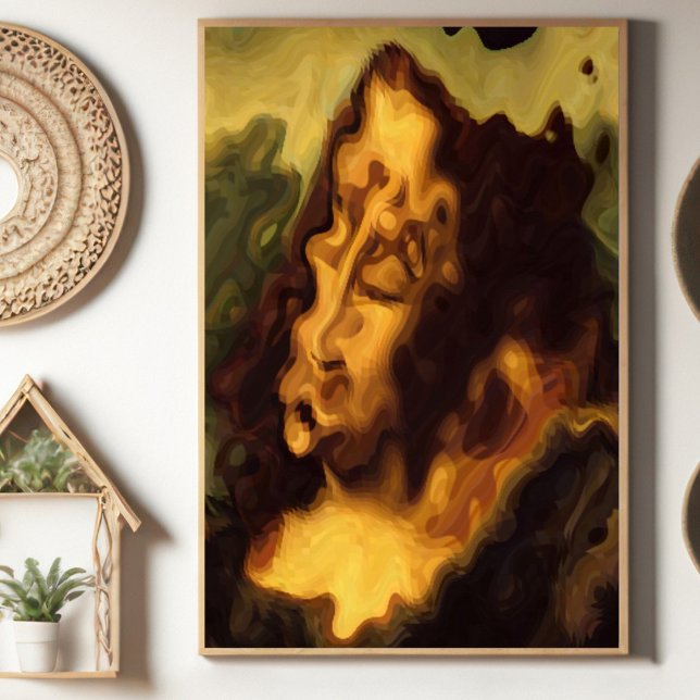 Abstract Mona Lisa  Poster (Shown as 24"x36". Avail as instant download or have shipped. Avail in many sizes (Frame not incl) )