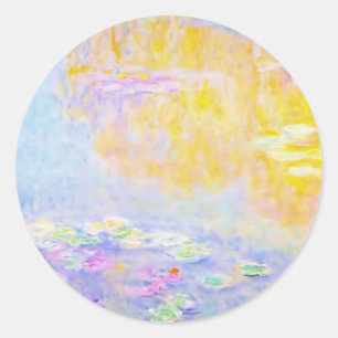 abstract, monet water lilies 7 classic round sticker
