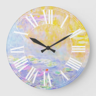 abstract, monet water lilies 7 large clock