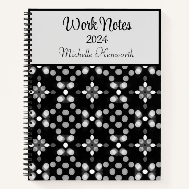 Abstract Monochrome Bokeh Dots Pattern Notebook (Front)