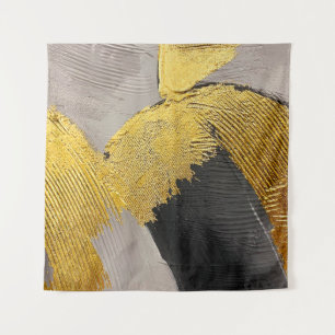 Abstract monochrome colours with gold brushstrokes tapestry