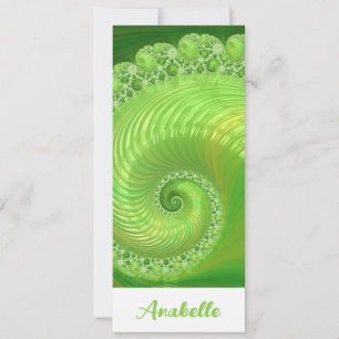 Abstract Monochrome Green Spiral Fractal Bookmark