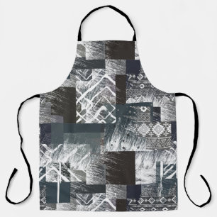 Abstract monochrome patchwork apron