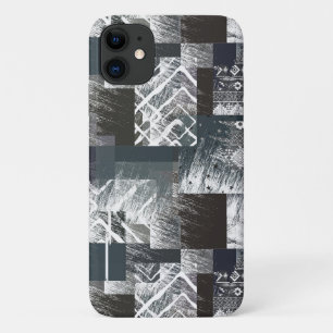 Abstract monochrome patchwork iPhone 11 case