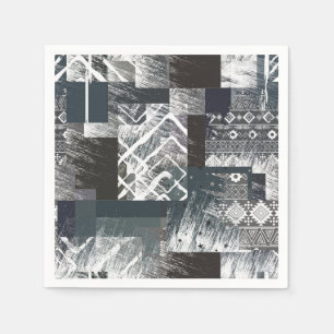 Abstract monochrome patchwork napkin
